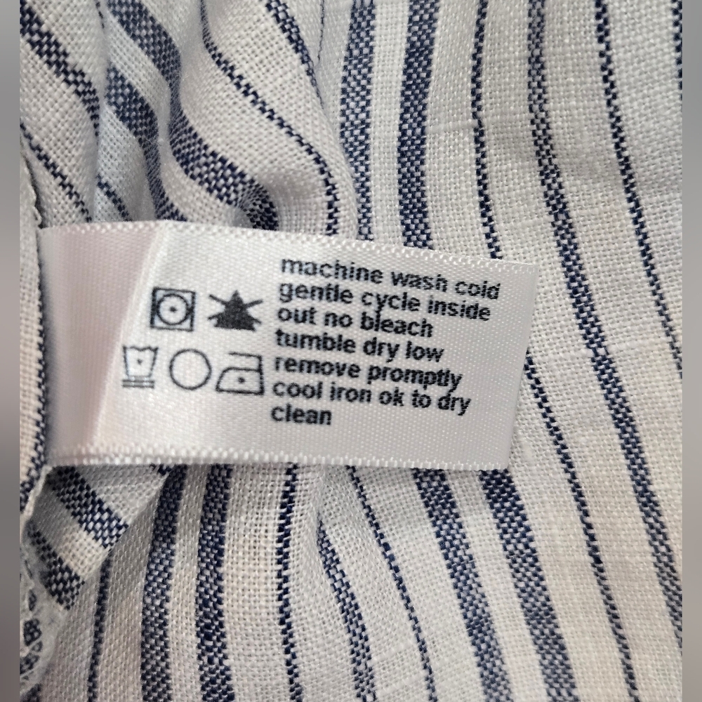 Three Dots Striped 100% Linen Dress Blue, White Sz Mediun Sleeveless - Picture 10 of 10